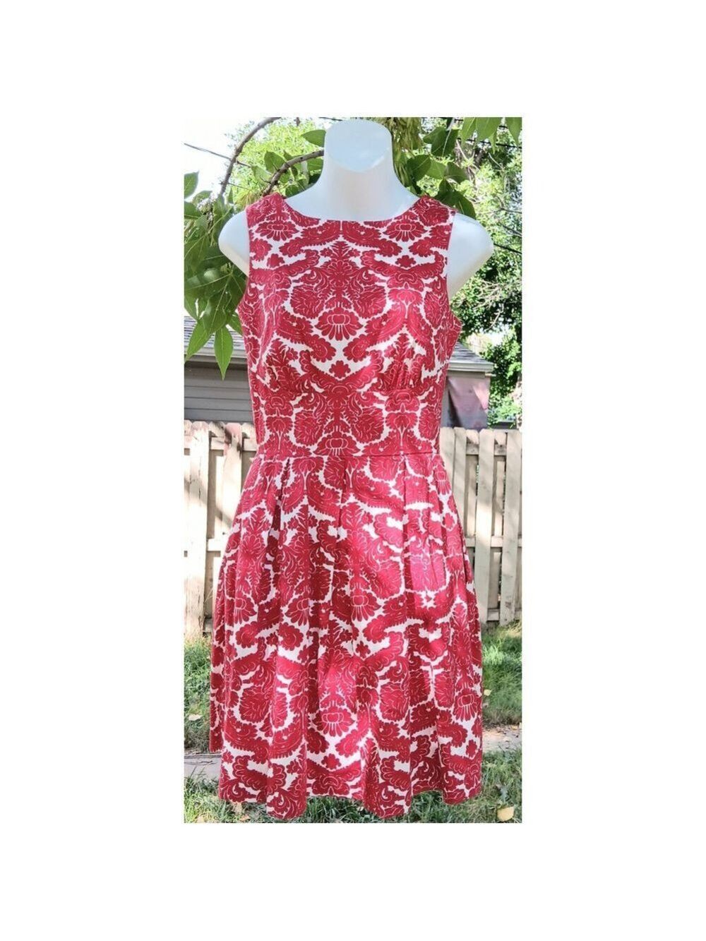 Closet London Red Damask Mini Dress Size 4 - Picture 4 of 6